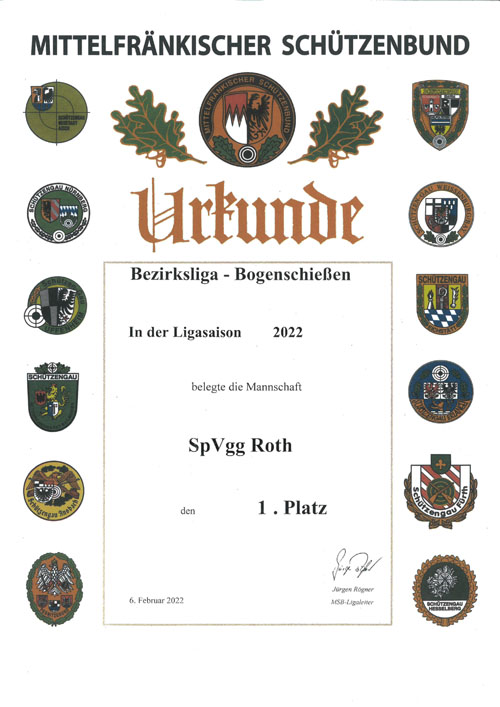 Urkunde Platz 1